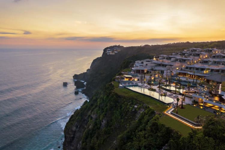 Aerial view at sunset